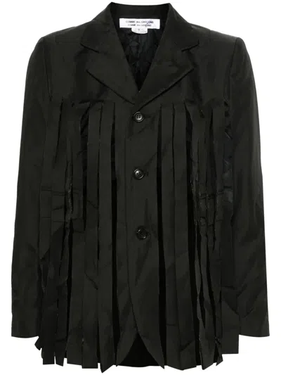 Comme Des Garçons Fringe-detail Blazer In Black