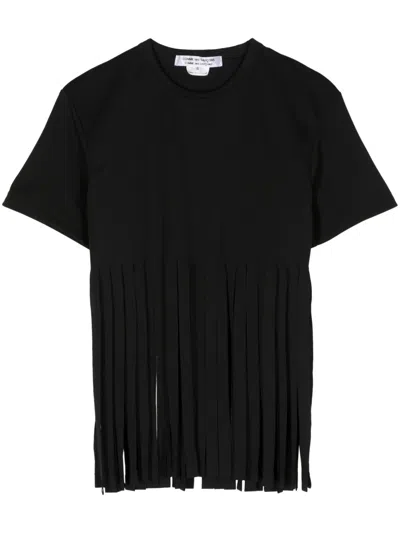 Comme Des Garçons Fringe-detail Jersey T-shirt In Black
