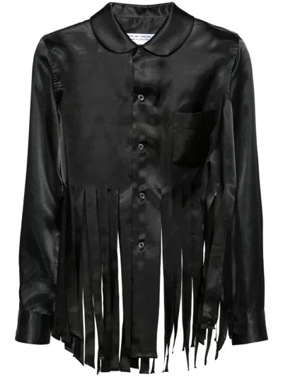 Comme Des Garçons Fringe-detail Satin Shirt In Black