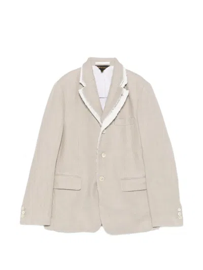 Comme Des Garçons Fringed Blazer In Neutral