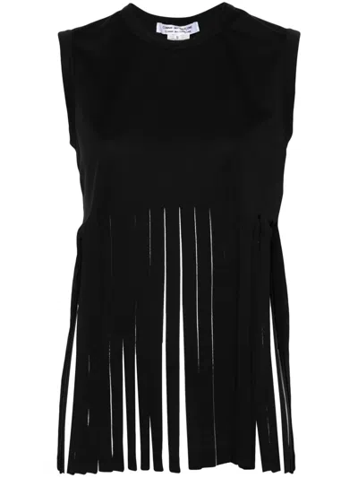 Comme Des Garçons Fringed Jersey Tank Top In Black