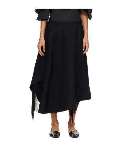 Comme Des Garçons Fringed Skirt In Black