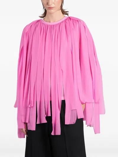 Comme Des Garçons Fringe-detail Blouse In Pink