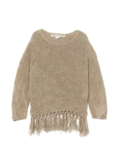 Comme Des Garçons Fringed-hem Sweater In Neutral