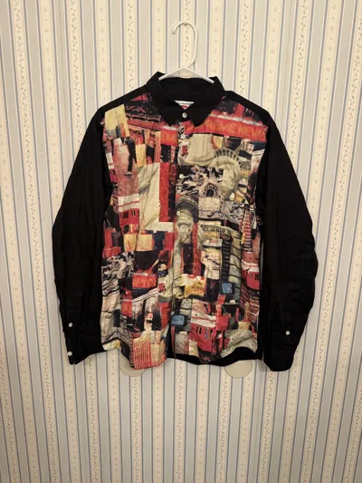 Pre-owned Comme Des Garçons Fw18 Supreme Comme Des Garcons Patchwork Button Up Shirt In Black