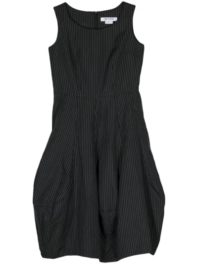 Comme Des Garçons Pinstriped Flared Midi Dress In Black