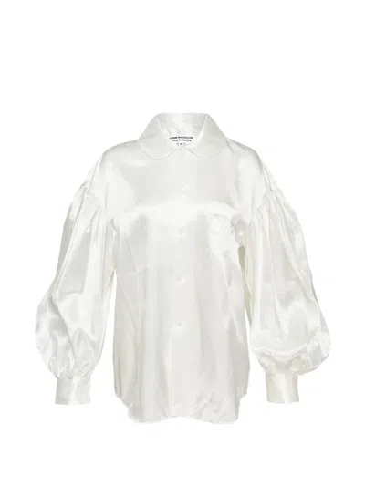 Comme Des Garçons Garment-washed Puff-sleeve Blouse In White