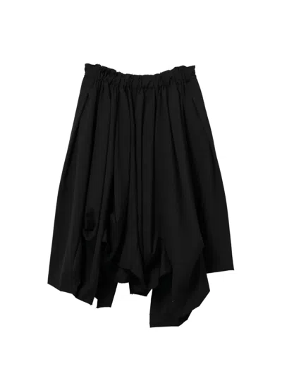 Comme Des Garçons Gathered Asymmetric Trousers In Black