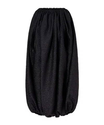 Comme Des Garçons Gathered Cloqué Midi Dress In Black