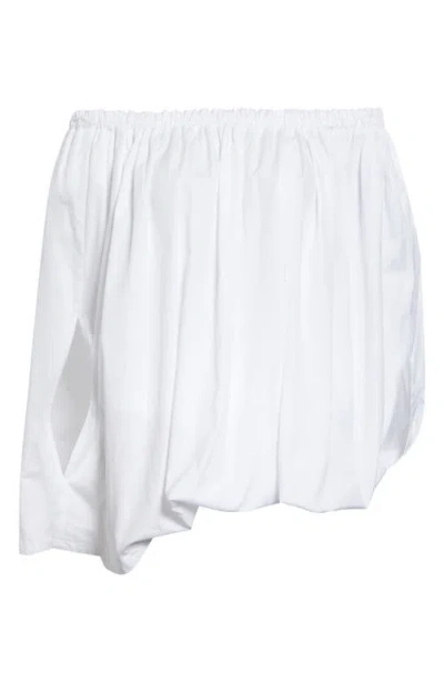 Comme Des Garçons Gathered Cotton Broadcloth Cocoon Top In White