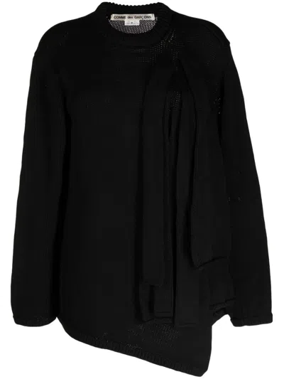 Comme Des Garçons Gathered-detail Knitted Jumper In Black