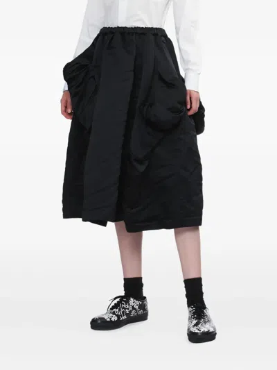 Comme Des Garçons Gathered-detail Midi Skirt In Black