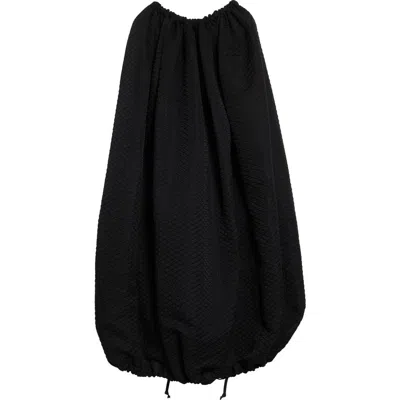 Comme Des Garçons Gathered Diamond Jacquard Cocoon Dress In Black