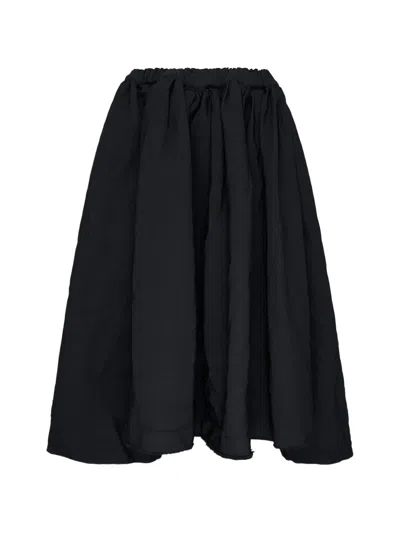Comme Des Garçons Gathered Flared Midi Skirt In Black
