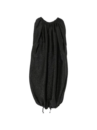 Comme Des Garçons Gathered Open Sleeve Dress In Black