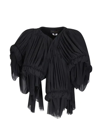 Comme Des Garçons Gathered Ruffled Jacket In Black