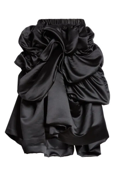 Comme Des Garçons Gathered Satin Midi Skirt In Black