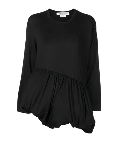 Comme Des Garçons Gathered-hem Detail Blouse In Animal Print