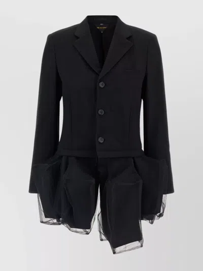 Comme Des Garçons Geometric Blazer Featuring Tulle Detailing In Black