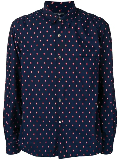 Pre-owned Comme Des Garçons Geometric Embroidery Shirt In Blue