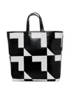 Comme Des Garçons Geometric Monochrome Tote In Multi