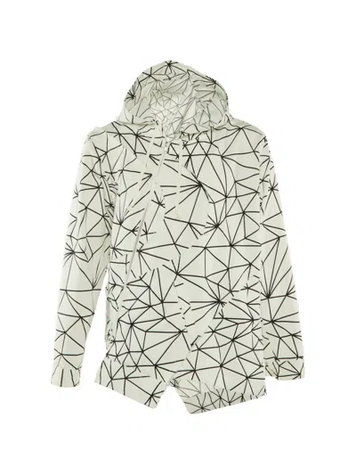 Pre-owned Comme Des Garçons Geometric-pattern Hooded Jacket In White