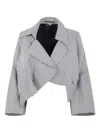 Comme Des Garçons Cropped Checkered Jacket Wide Sleeves In Black