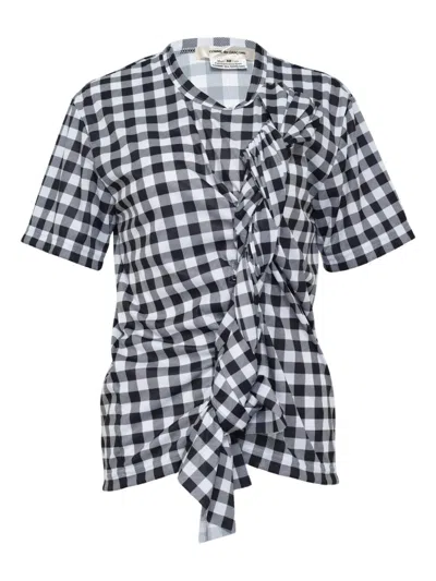 Comme Des Garçons Gingham T-shirt In Black