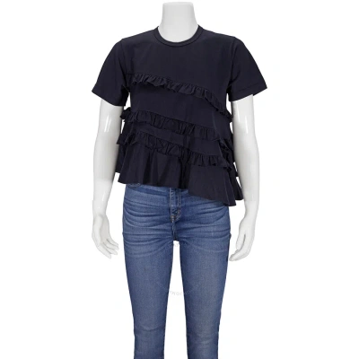 Comme Des Garçons Comme Des Garcons Girl Asymetric Short Sleeve Ruffle T-shirt In Blue