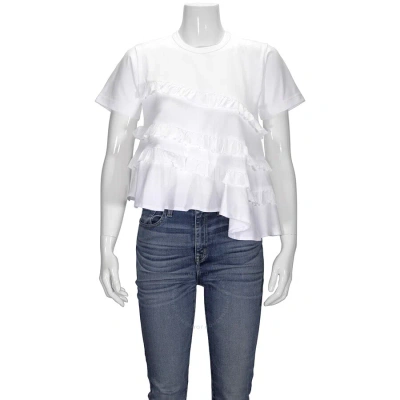 Comme Des Garçons Comme Des Garcons Girl Asymetric Short Sleeve Ruffle T-shirt In White