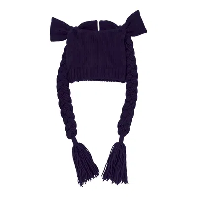 Comme Des Garcons Girl Big Bowknot Pony Tail Knit Cap In Blue