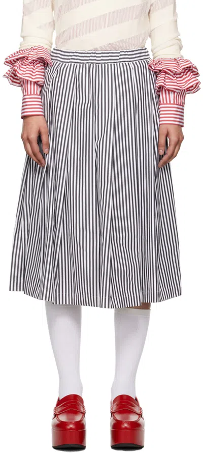 Comme Des Garcons Girl Black & White Striped Midi Skirt In 1 Black/ White