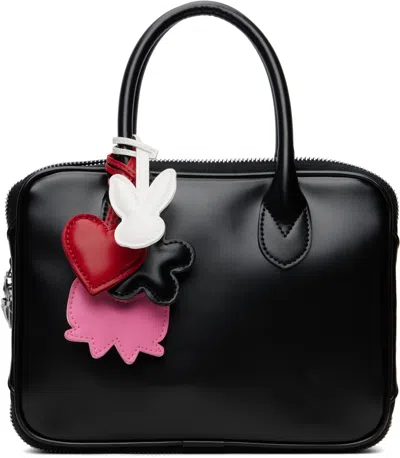 Comme Des Garcons Girl Black Faux Leather Keychain Bag