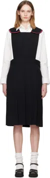 Comme Des Garcons Girl Black Square Collared Pinafore Midi Dress In Black