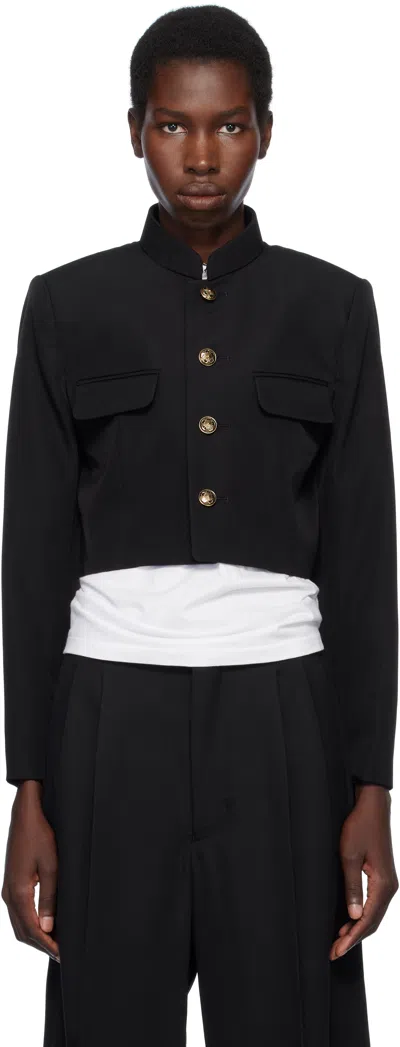 Comme Des Garcons Girl Black Wool & Polyester Doeskin Blazer