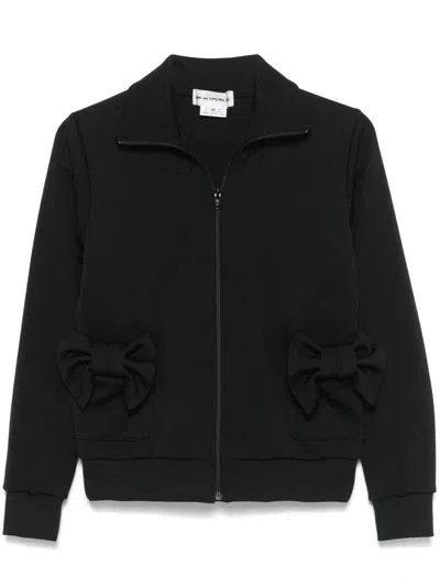 Comme Des Garcons Girl Bow-detail Zip-up Top In Black