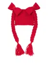 Comme Des Garcons Girl Bow-embellished Knitted Beanie In Red