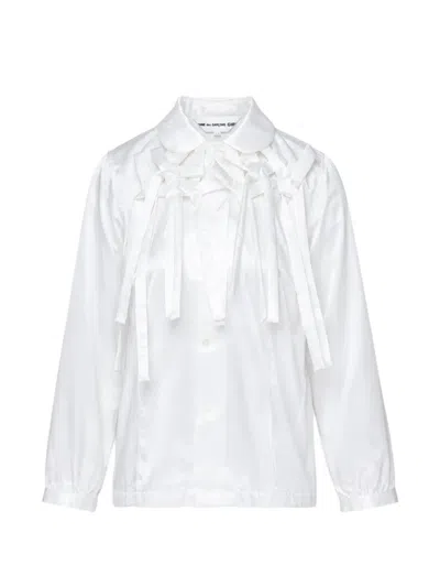 Comme Des Garcons Girl Bow-embellished Satin Blouse In White