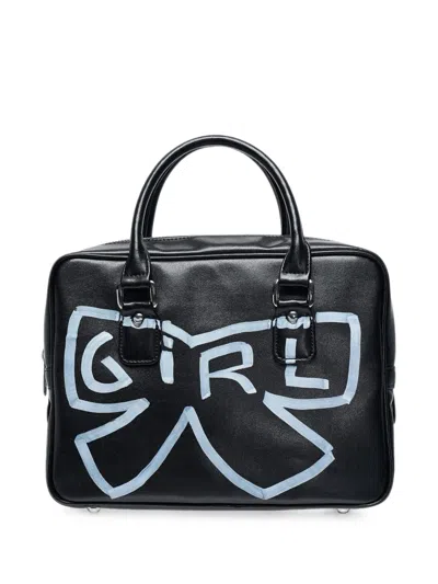 Comme Des Garcons Girl Bow-print Tote Bag In Black