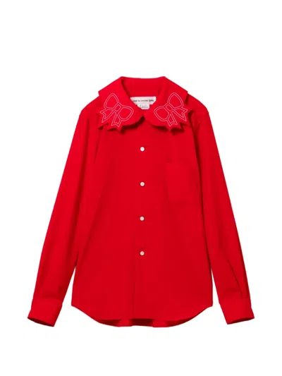 Comme Des Garcons Girl Bows Embroidered Shirt In Red