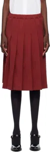 Comme Des Garcons Girl Burgundy Polyester Jersey Midi Skirt