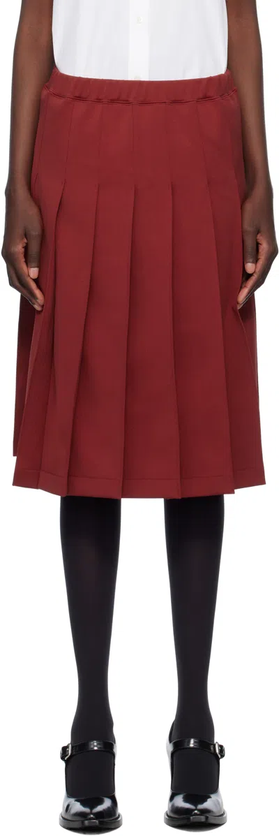 Comme Des Garcons Girl Burgundy Polyester Jersey Midi Skirt
