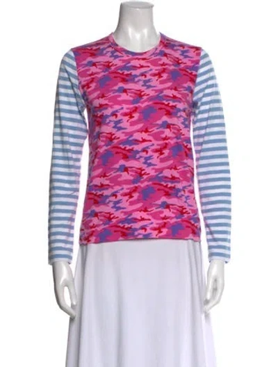 Pre-owned Comme Des Garçons Girl Camouflage Print Crew Neck Top In Pink