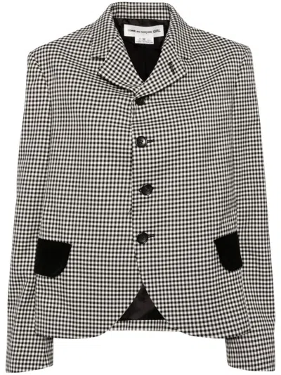 Comme Des Garcons Girl Check Pattern Wool Blazer In Black