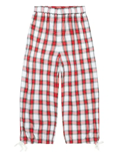 Comme Des Garcons Girl Checked Drawstring Trousers In Red