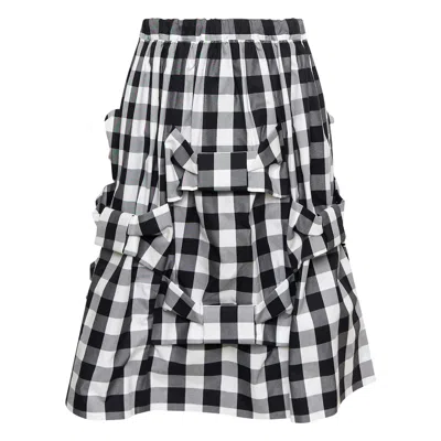 Comme Des Garcons Girl Gingham-check Bow-detailed Skirt In Black