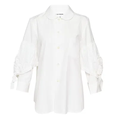 Comme Des Garcons Girl Ruffled-sleeve Peter Pan-collar Shirt In White
