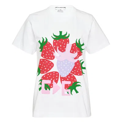 Comme Des Garcons Girl Cotton Jersey Brett Westfall Print Tee In White