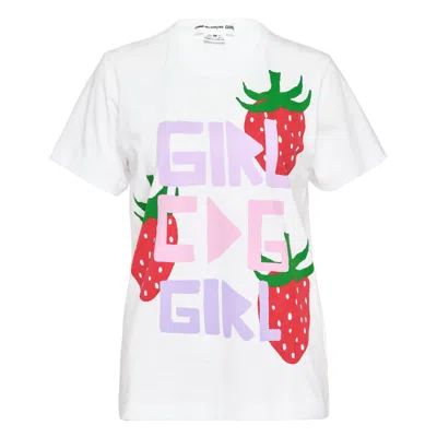 Comme Des Garcons Girl Cotton Jersey Brett Westfall T-shirt In White