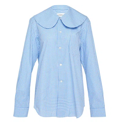 Comme Des Garcons Girl Cotton Poplin Gingham Check Shirt In Blue